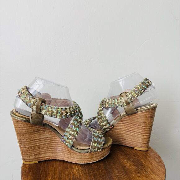 Frye Corrina Whipstitch Ankle Wrap Wedge Sandal Women’s Size 8 - Picture 6 of 10